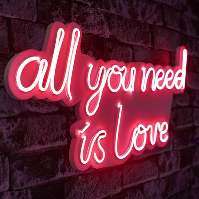 Wallexpert Dekorativní plastové LED osvětlení All You Need is Love - Red, Červená