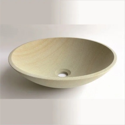 Inter Ceramic Мивка за баня ICL 4610, монтаж върху плот, варовик, дървесен, 40x40x12см (4610)