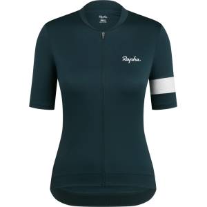 Rapha Дамска фланелка с къс ръкав за колоездене Rapha Women's Core Jersey Cycling jersey - Forest Green / White (156-2650-0813)