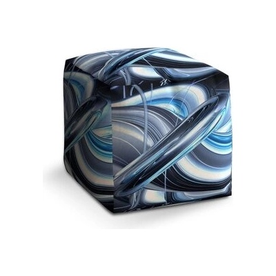 Sablio Taburet Cube Modrá abstrakce: 40x40x40 cm