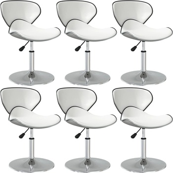 vidaXL Трапезни столове, 6 бр, бели, изкуствена кожа (3088585)