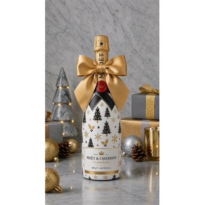 Moët & Chandon Brut Impérial Vánoční zdobená lahev Černý stromeček 0,375 l