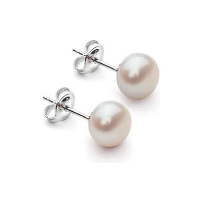 Swan Сребърни обици с естествена перла E7075W Swan