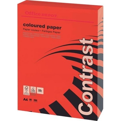 Farebný papier Office Depot A4 intenz. červená 80 g/m2