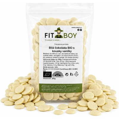 Fitboy BIO Bílá s kousky vanilky 200 g