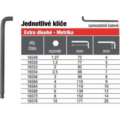 Bondhus L.-klíč 3.0 mm STUBBY 16556