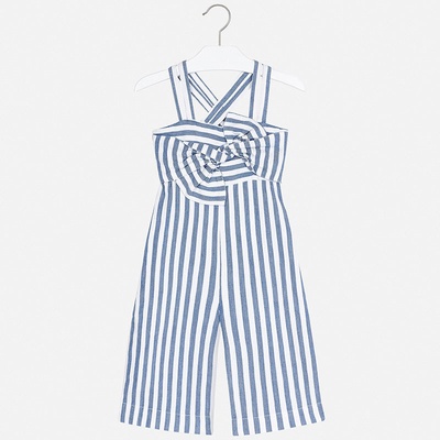 Mayoral overal lněný s vázánímmini modro-bílý – Zboží Dáma