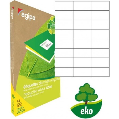 Etikety univerzálne recyklované 70x37mm Agipa A4 100 hárkov