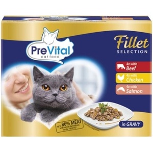 PreVital Fillet Selection Консерва говеждо/пиле/сьомга в сос 12 x 85 г