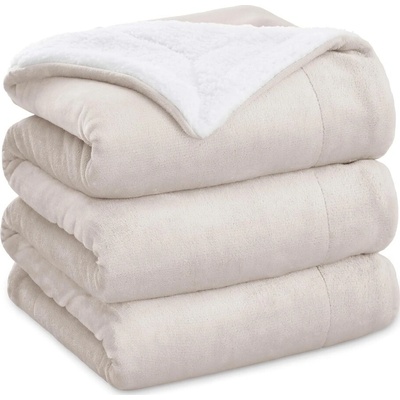 Bedsure Plyšová deka béžová 220x240