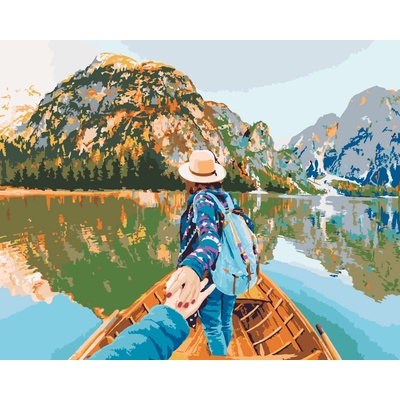 ZUTY Malování podle čísel ŽENA NA LOĎCE 80 x 100 cm