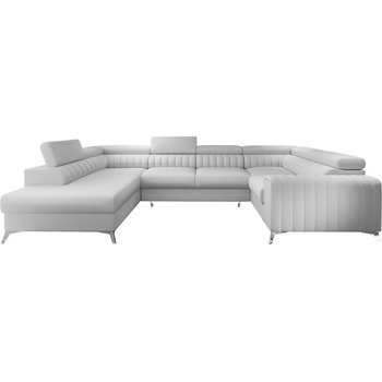 Eltap Бял разтегателен ъглов диван с място за съхранение от изкуствена кожа (ляв ъгъл U форма) Louis - ELTAP (CO-LOU-LT-17SOF)