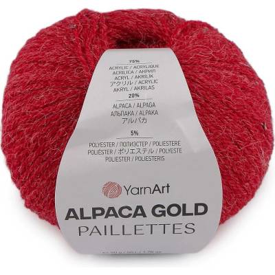 Pletací příze Alpaca Gold s flitry 50 g Varianta: 4 (9307) červená, Balení: 1 ks