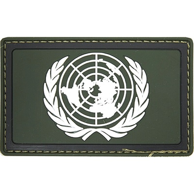 Gumová nášivka 101 Inc vlajka United Nations - olivová