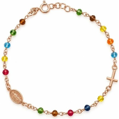 Šperky Nina Pozlátený ružencový strieborný náramok s farebnými korálikmi (19–20,5 cm) - nar zlac 40