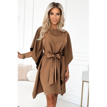 Numoco SOFIA Рокля с пеперудени ръкави и връзване в талията - капучино numoco | Kafyav | ЖЕНИ | S-M