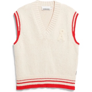 ARMEDANGELS Дамски пуловер ARMEDANGELS Women's Iconic Å College Knit Vest Jumper - Oatmilk / Mars Red (117-3692-0114)