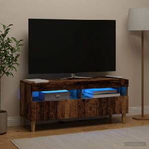 vidaXL LED телевизионен кабинет ARNHEM 100 x 35 x 43 см Старо дърво (896773)