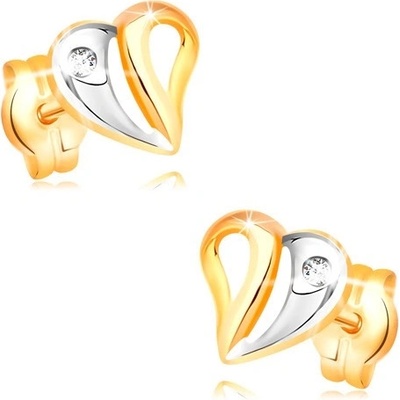 Šperky eshop briliantové ve žlutém a bílém zlatě srdce s výřezy a diamantem BT502.23