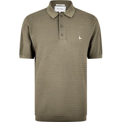 Jack Wills Блуза с яка Jack Wills Men's Herringbone Short-Sleeve Polo Shirt - Smokey Olive