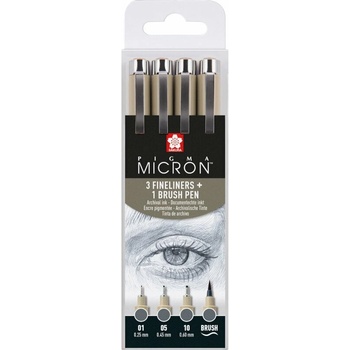 Sakura Pigma Micron Fineliner Set 6 Технически химикалки Grey 4 бр (POXSDK4C)