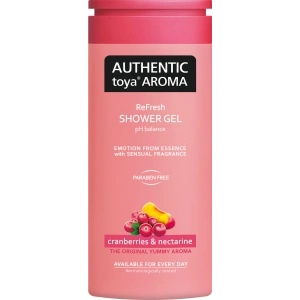 Authentic Toya Aroma Автентичен душ гел Toya Aroma с червена боровинка и нектарина, 400 мл