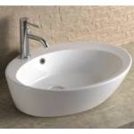 Inter Ceramic Мивка за баня ICB 851W, монтаж върху плот, с отвор за смесител, порцелан, бял, 61x47x16см (851W)