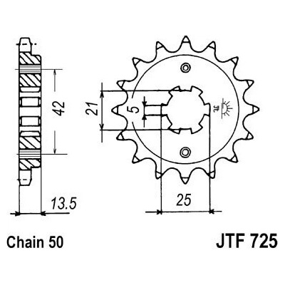 reťazové koliesko JTF725.15, JT (15 zubov) CAGIVA Elefant 650 (85-87)