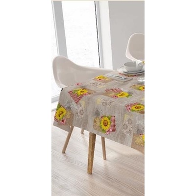 Ubrus PVC 199A slunečnice žluto-hnědé, metráž, 20 m x 140 cm, IMPOL TRADE