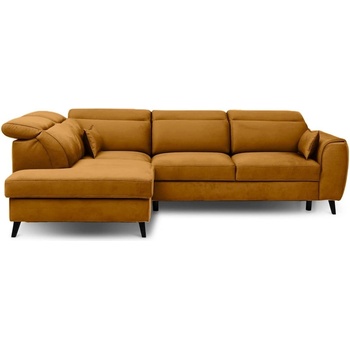 Eltap Жълт кадифен разтегателен ъглов диван с място за съхранение (ляв ъгъл L форма) Noble - ELTAP (CO-NOB-LT-45NU)