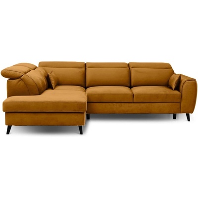 Eltap Жълт кадифен разтегателен ъглов диван с място за съхранение (ляв ъгъл L форма) Noble - ELTAP (CO-NOB-LT-45NU)