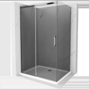 Mexen Omega плъзгаща се душ кабина 110 x 100 см, графит, хром + плосък поддушник, (825-110-100-01-40-4010)