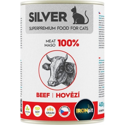 IRONpet Silver Cat Hovězí 100% masa 400 g