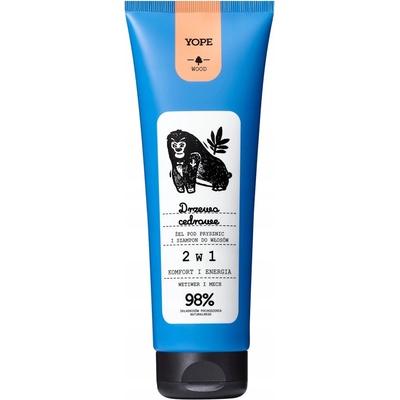 Yope Wood sprchový gél a šampón 2 v 1 cédrové drevo 250 ml