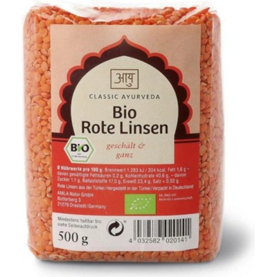 Classic Ayurveda Bio červená čočka loupaná a celá 0,5 kg