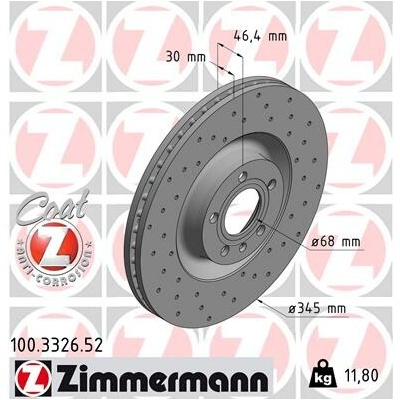 Brzdový kotúč ZIMMERMANN 100.3326.52 (100332652)