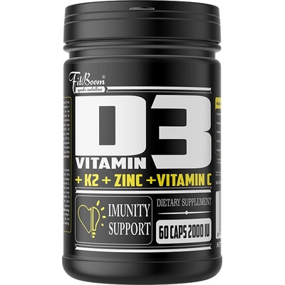FitBoom Vitamín D3 2000 IU+ K2 + Zinok + Vitamín C 60 kapsúl