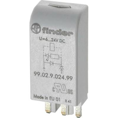 Finder zasouvací modul s diodou S EMV odrušením , s RC členem 99.02.0.060.09 Vhodné pro model (relé): Finder 96.04, Find