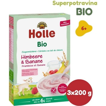 Holle BIO kaša s kozím mliekom, malinami a banánom 200 g