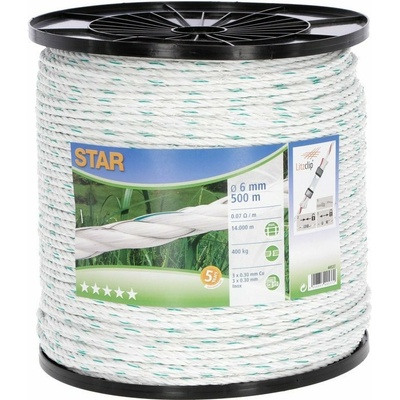 Lanko pro elektrický ohradník STAR 500 m 6 mm bílo-zelená