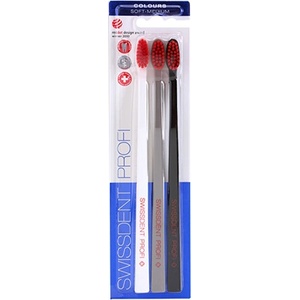 Swissdent Profi Colours Soft Medium Black Grey White четки за зъби 3 броя унисекс 1 бр