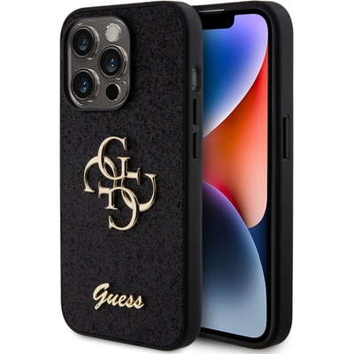 Guess PU FIXED Glitter 4G Metal Logo iPhone 15 Pro Černé