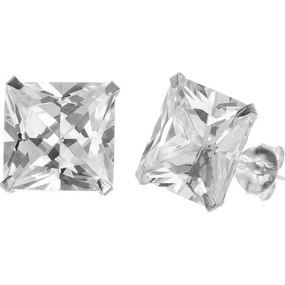 Argento Strieborné náušnice - číry zirkón v tvare štvorca, veľkosť 10 mm 67353