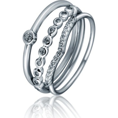 JVD Stříbrný trojitý prsten se zirkony SVLR1139X61BI