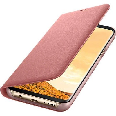 Samsung LED View Cover EF-NG955PPEGWW - оригинален кожен калъф през който виждате информация от дисплея за Samsung Galaxy S8 Plus (розов)
