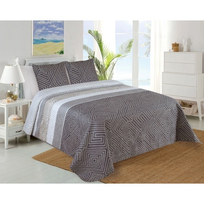 Jahu přehoz na postel PLAZA šedo-hnědé pruhy 140 x 220 cm, 45 x 45 cm – Sleviste.cz