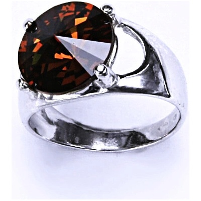 Čištín Stříbrný s krystaleml Swarovski Rivoli Smoked topaz T 1188