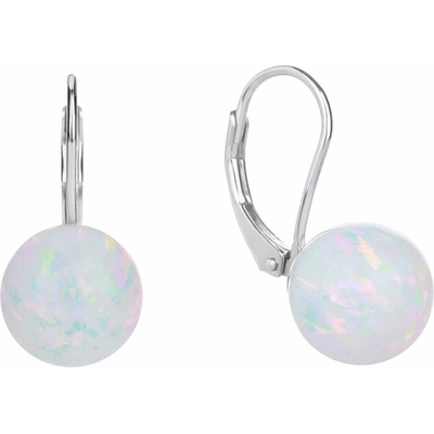 BEALIO 06473 Stříbrné náušnice KULIČKY 10 mm bílý OPÁL (Ag 925/1000, 2,63 g)