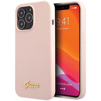 GUESS GUHCP13XLSLMGLP iPhone 13 Pro Max 6, 7" светлорозов твърд силиконов калъф Silicone Script Gold Logo (GUHCP13XLSLMGLP)