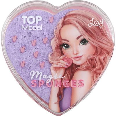 Top Model Beauty & Me Lexy Magické houbičky v pouzdru ve tvaru srdce 2 běžné a 10 stlačených houbiček